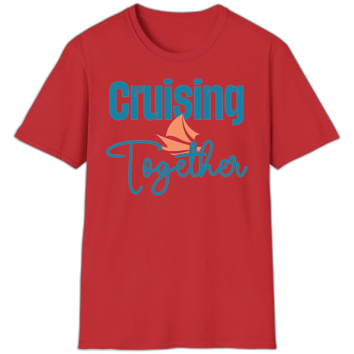 Cruising Together Sailboat T-Shirt in Red
