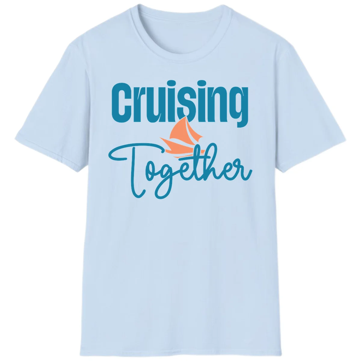 Cruising Together Sailboat T-Shirt in Light Blue