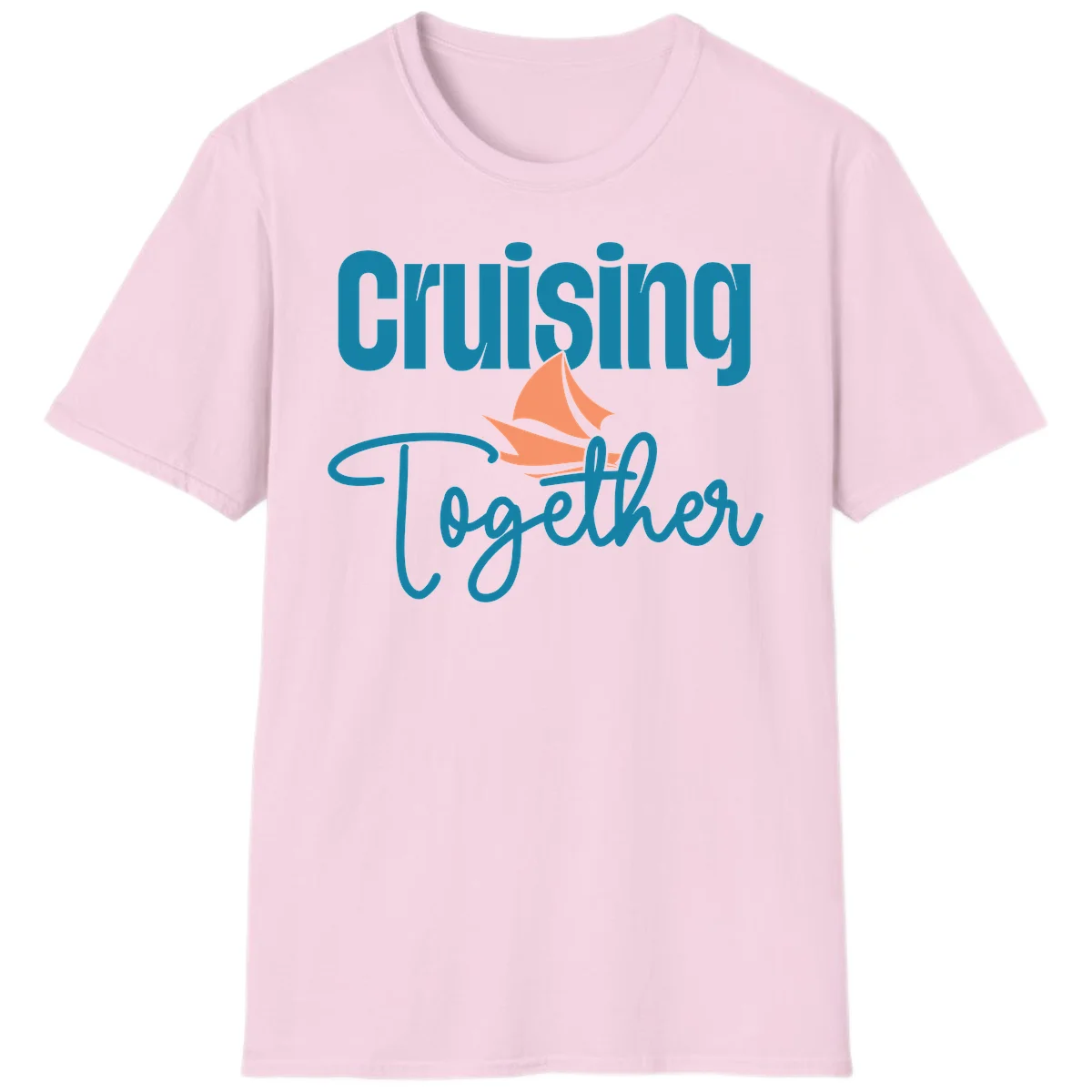 Cruising Together Sailboat T-Shirt in Light Pink