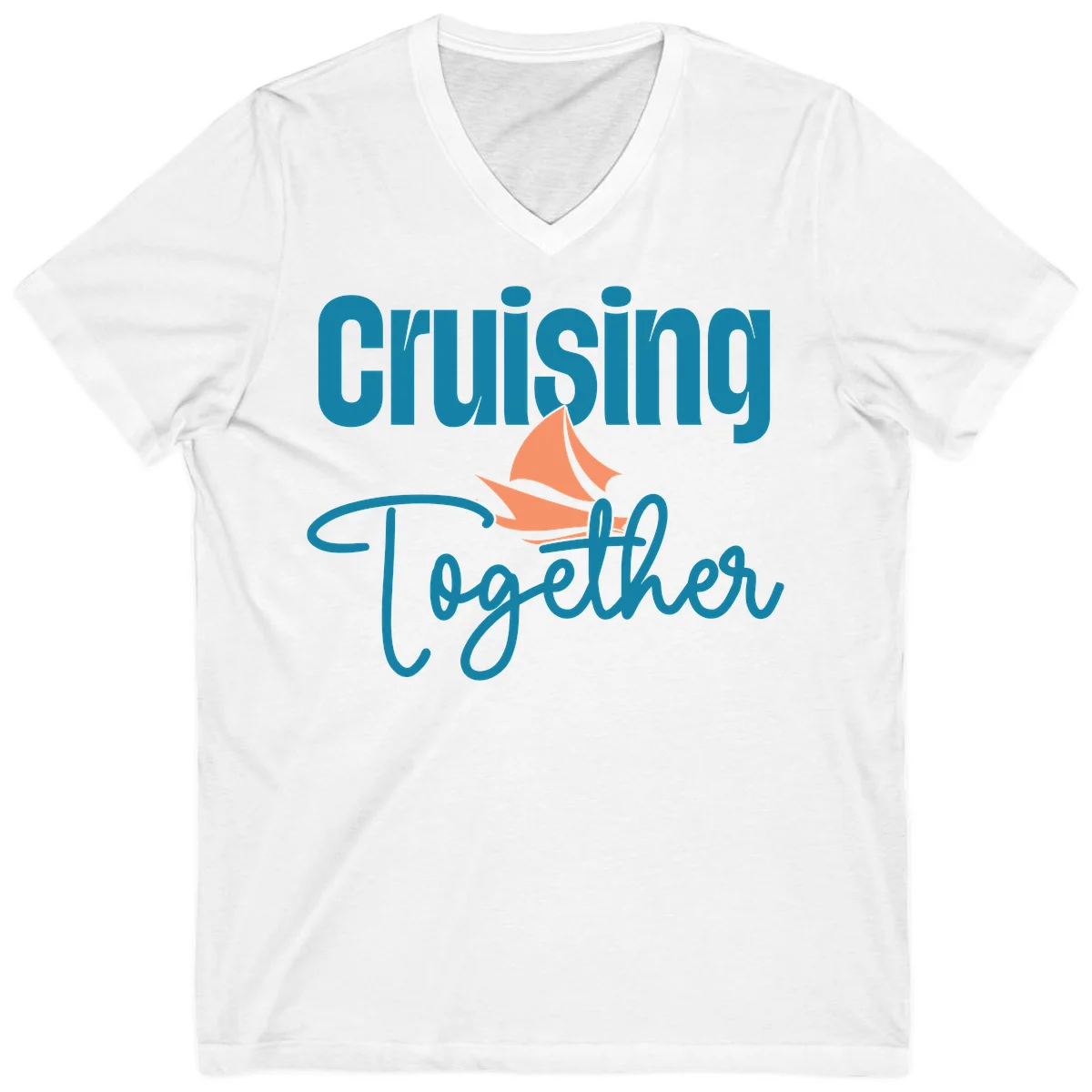 Cruising Together Sailboat V-Neck in White