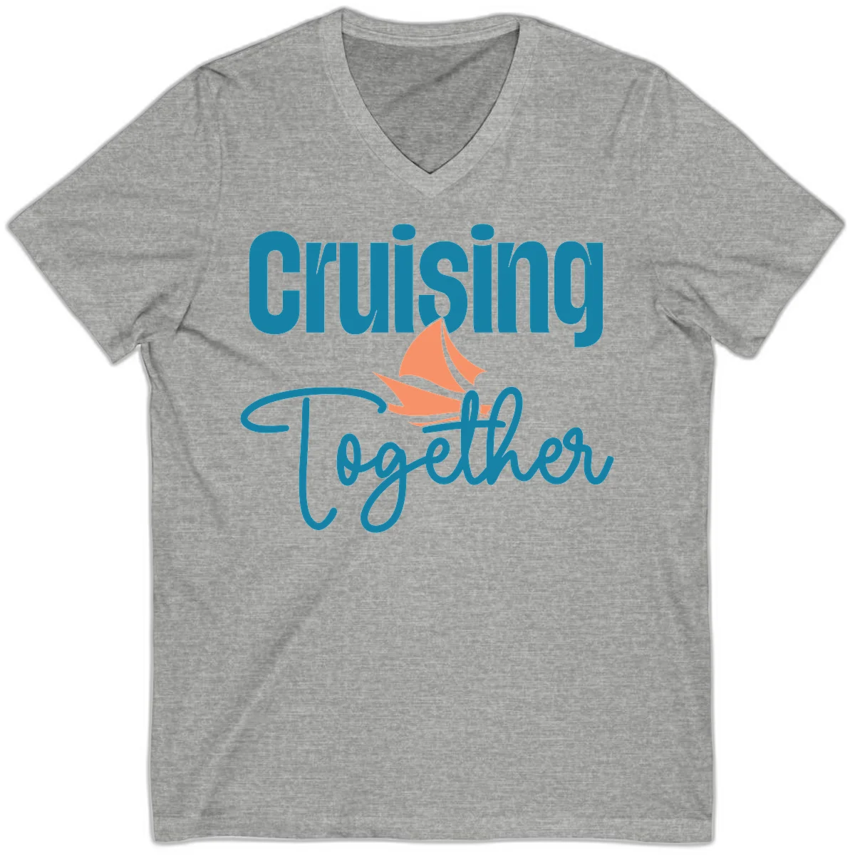Cruising Together Sailboat V-Neck in Athletic Heather