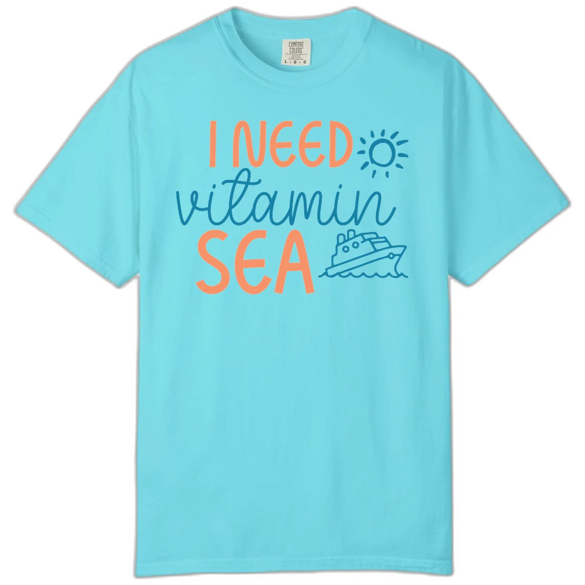 I Need Vitamin Sea Comfort Colors Tee for Your Cruise Vacation in Lagoon Blue