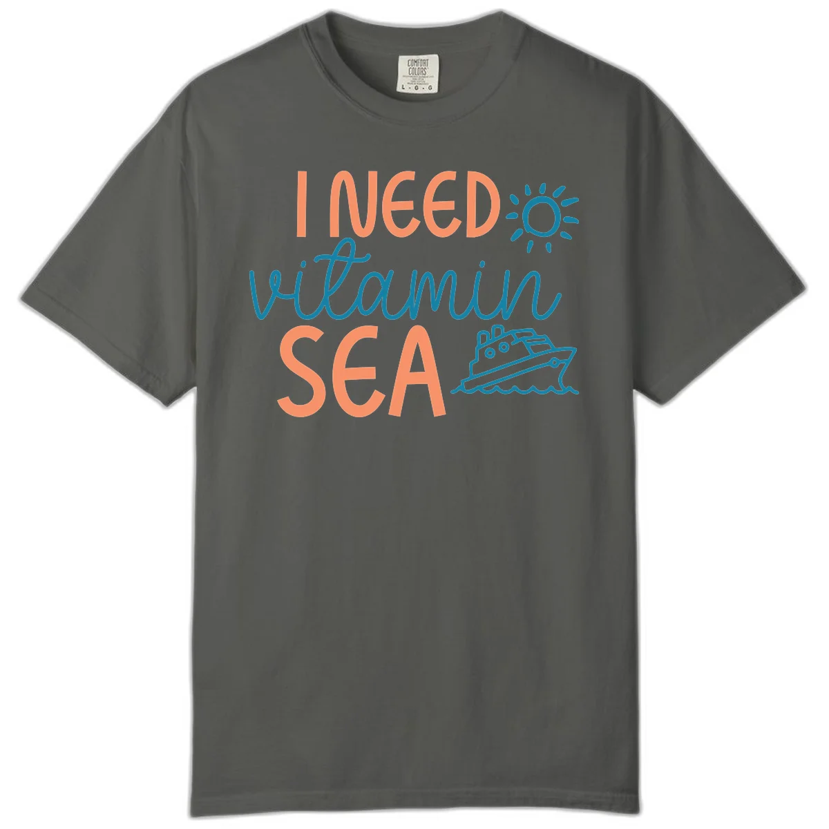 I Need Vitamin Sea Comfort Colors Tee for Your Cruise Vacation in Pepper