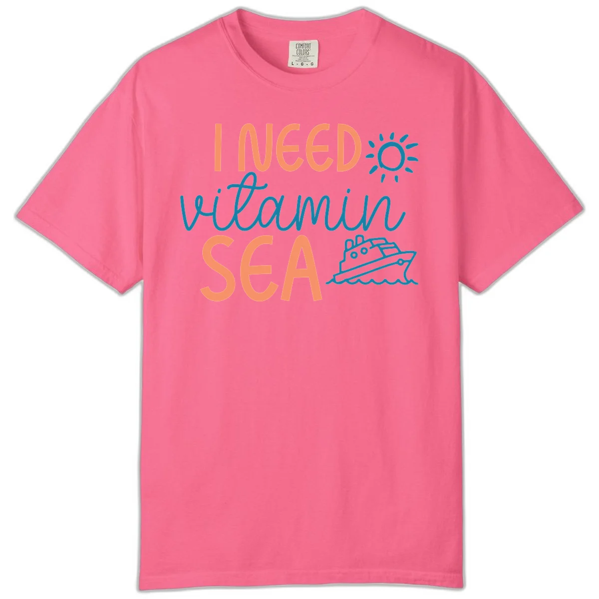 I Need Vitamin Sea Comfort Colors Tee for Your Cruise Vacation in Crunchberry