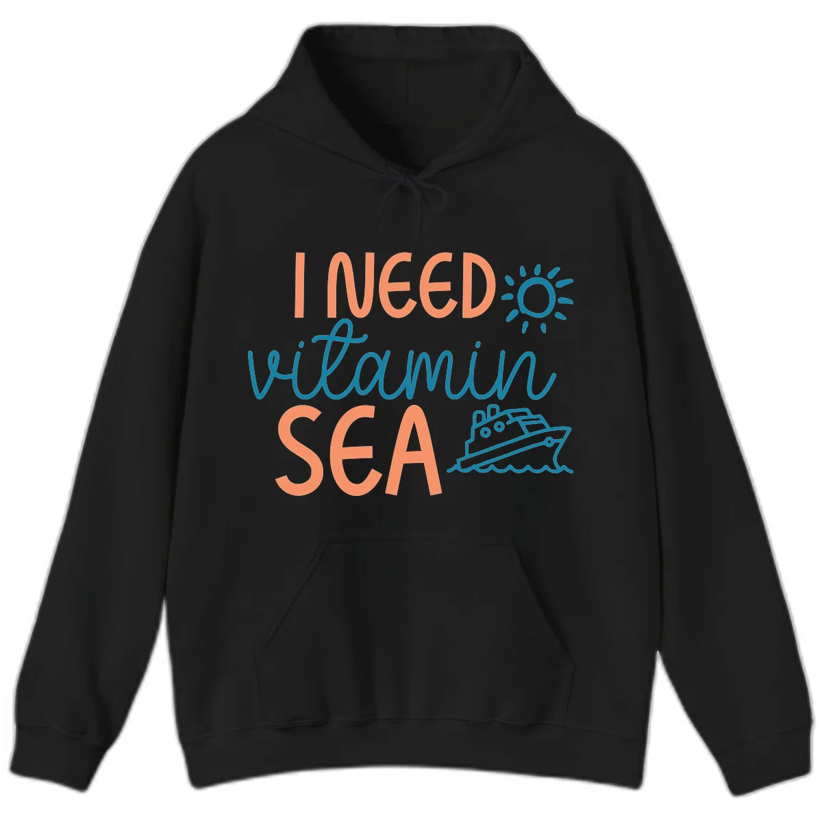 I Need Vitamin Sea Cruise Vacation Hoodie in Black