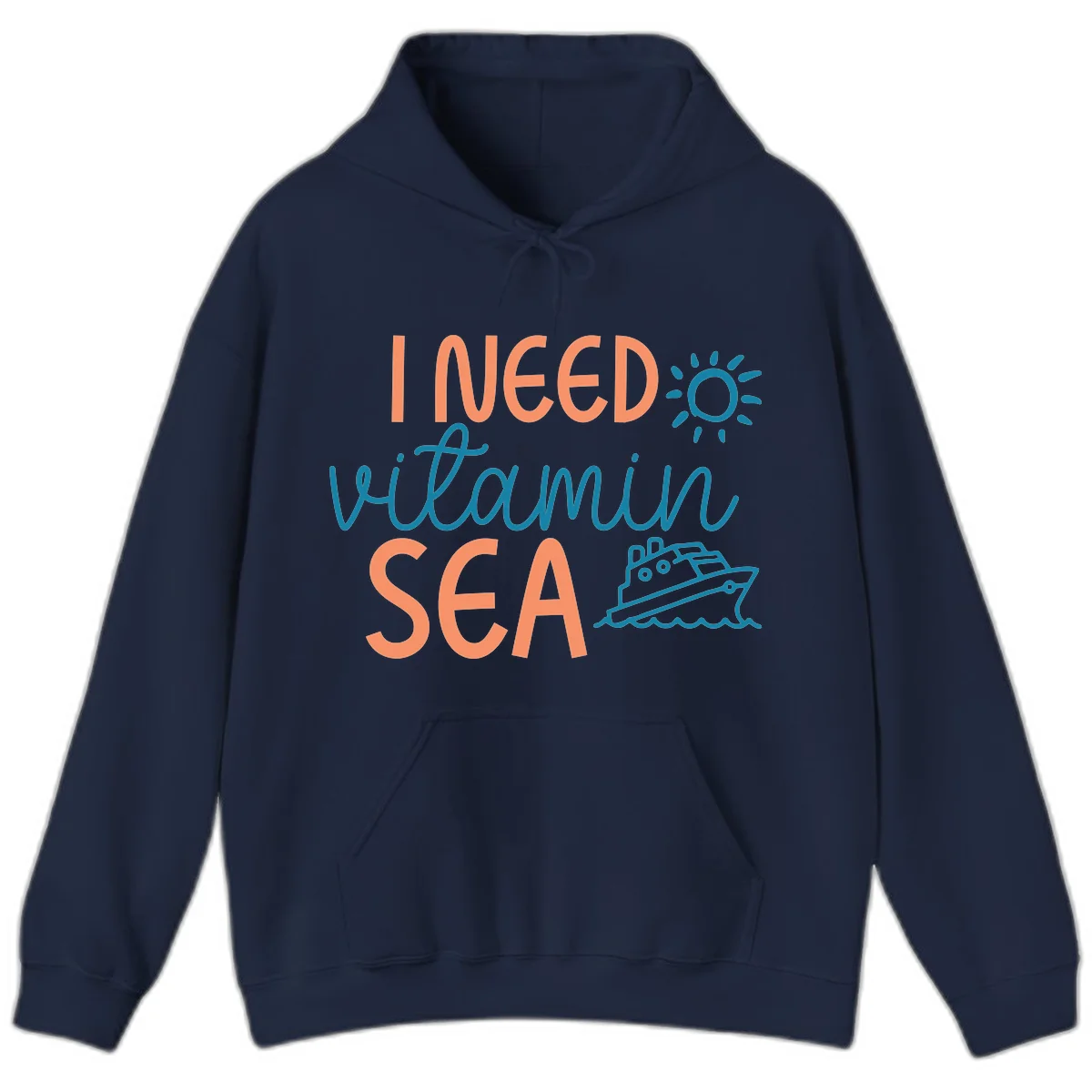 I Need Vitamin Sea Cruise Vacation Hoodie in Navy