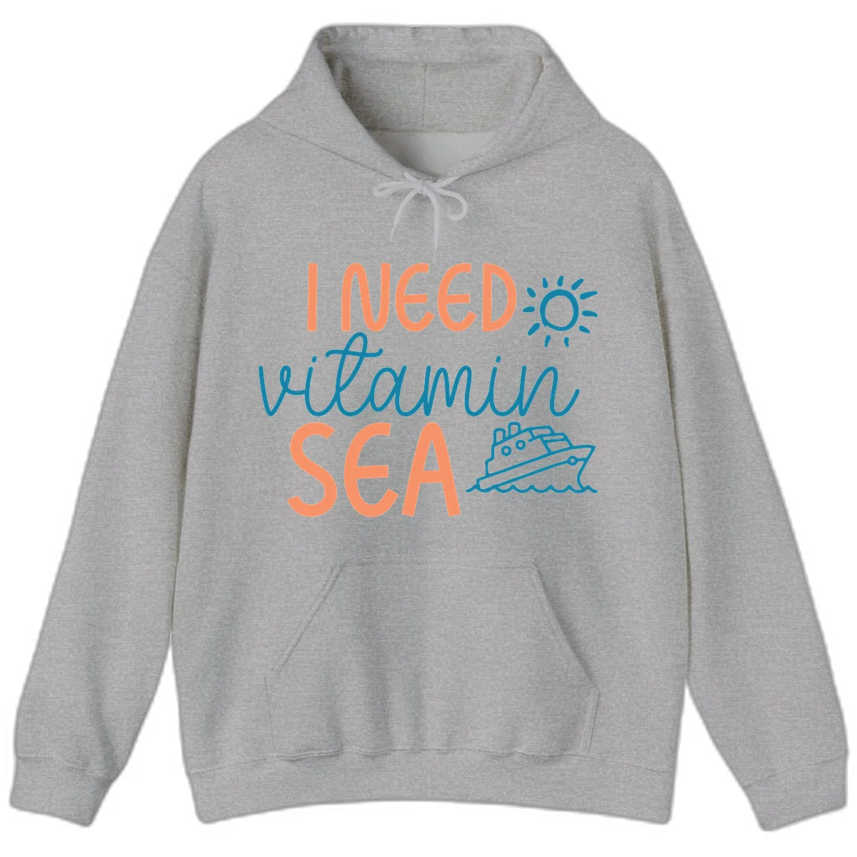 I Need Vitamin Sea Cruise Vacation Hoodie in Sport Grey
