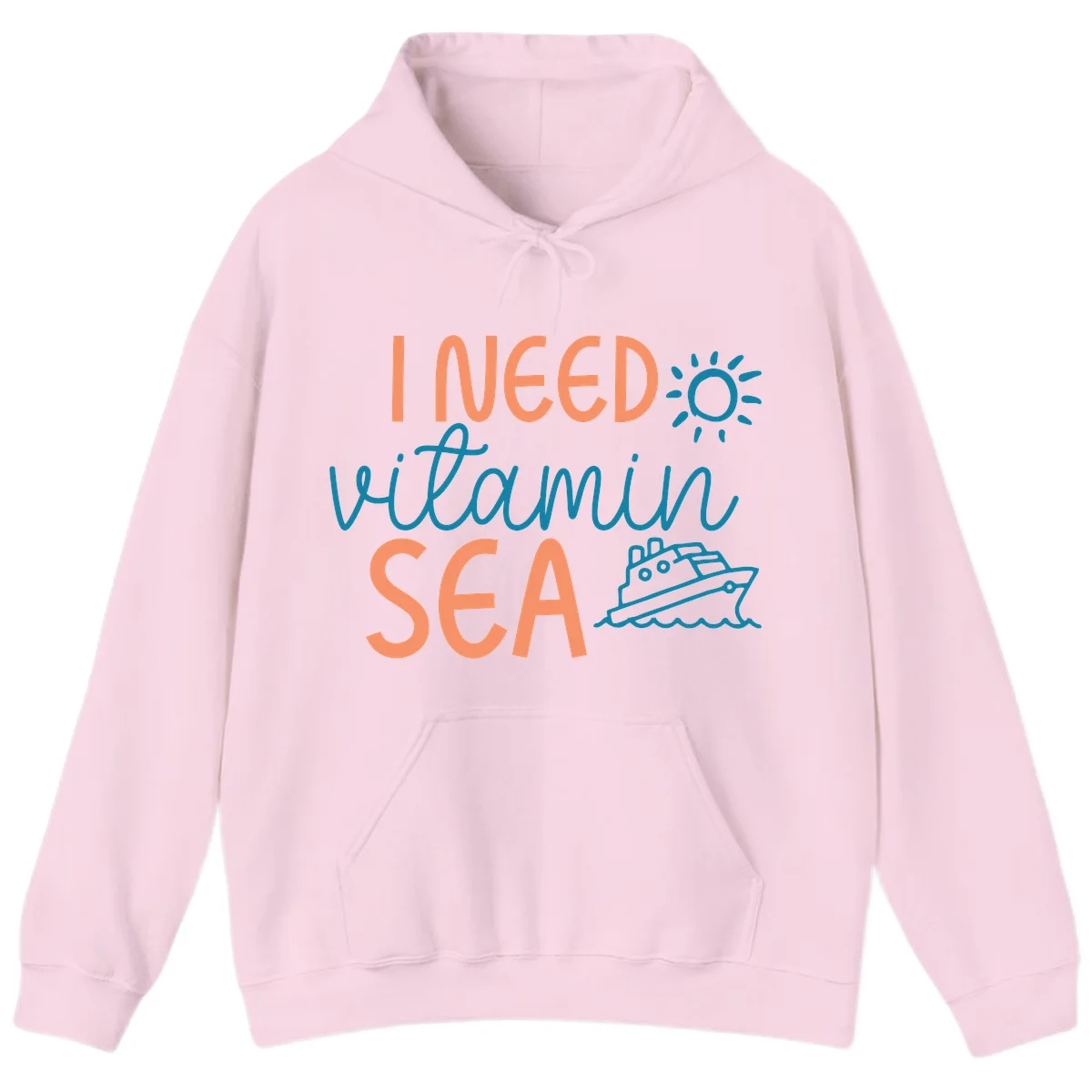 I Need Vitamin Sea Cruise Vacation Hoodie in Light Pink