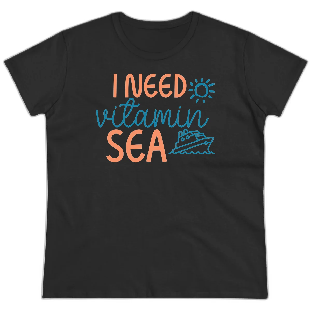 I Need Vitamin Sea Ladies Cruise Tee for Ocean Lovers in Black