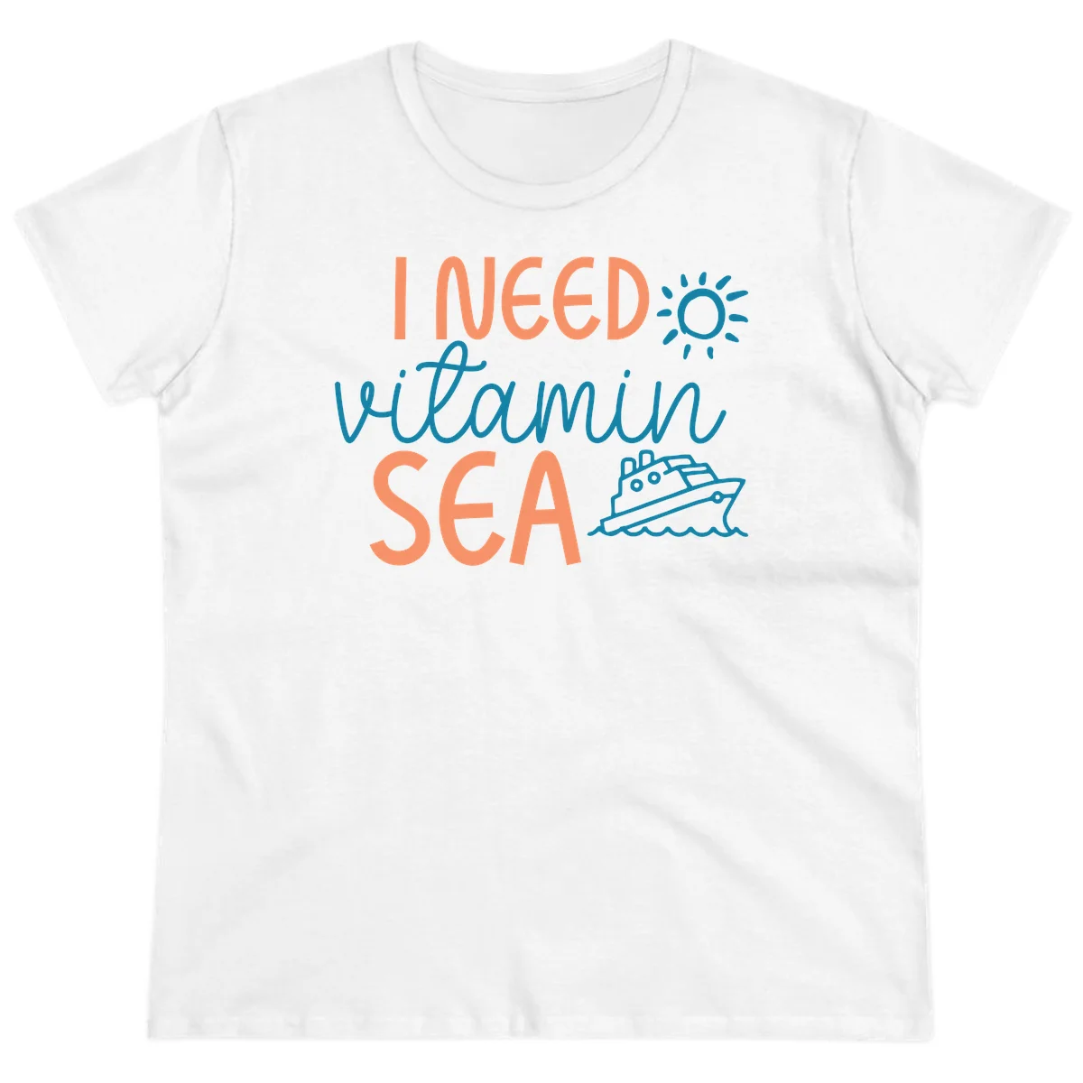 I Need Vitamin Sea Ladies Cruise Tee for Ocean Lovers in White