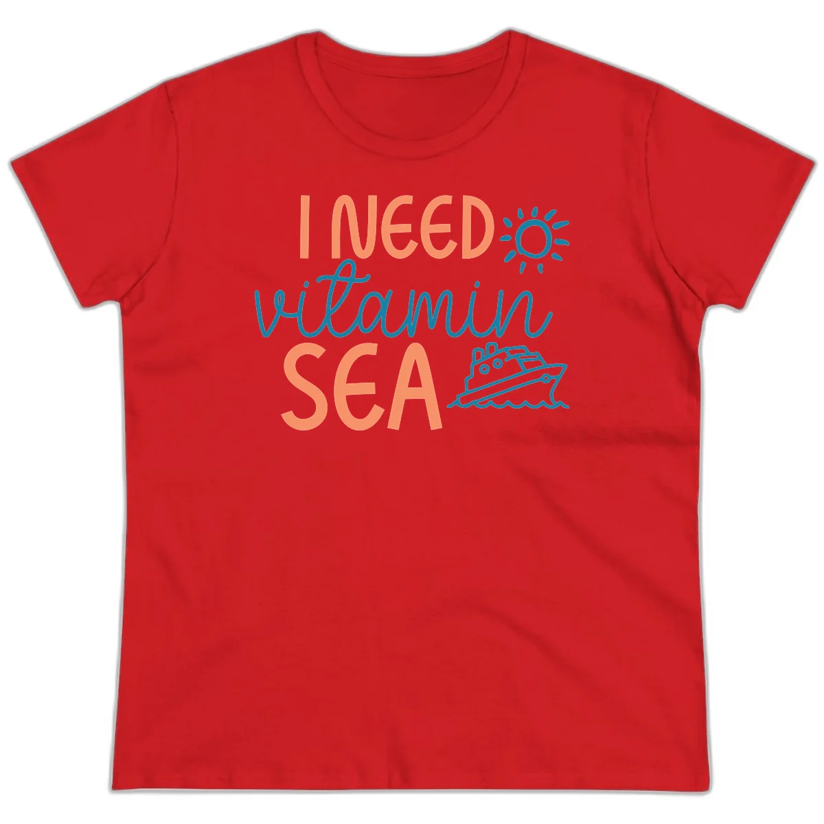 I Need Vitamin Sea Ladies Cruise Tee for Ocean Lovers in Red