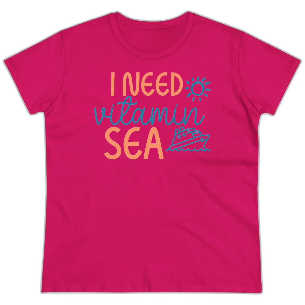 I Need Vitamin Sea Ladies Cruise Tee for Ocean Lovers in Heliconia