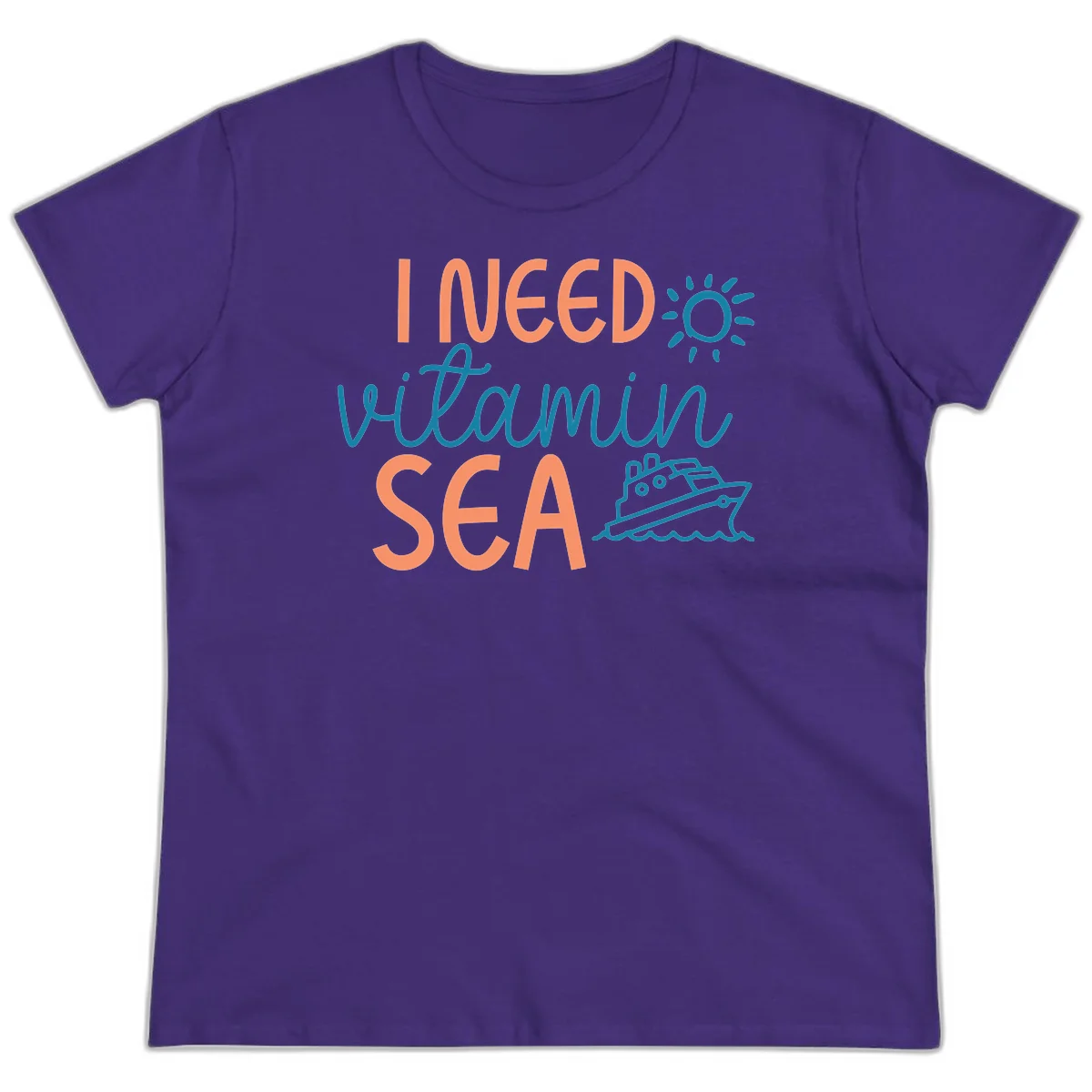I Need Vitamin Sea Ladies Cruise Tee for Ocean Lovers in Purple