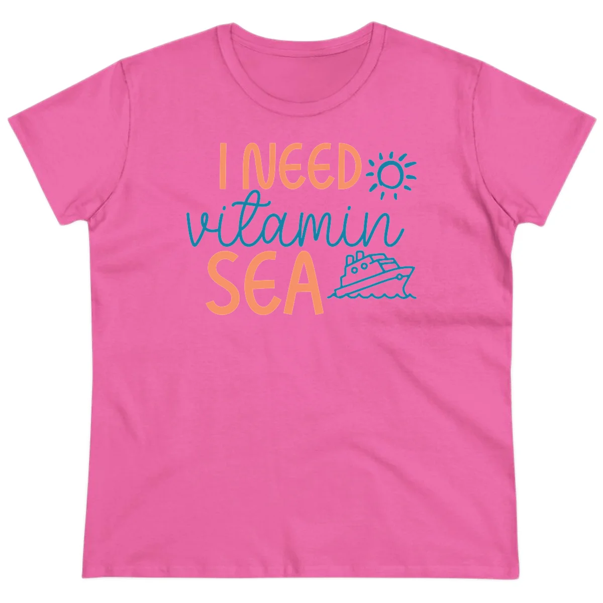 I Need Vitamin Sea Ladies Cruise Tee for Ocean Lovers in Azalea