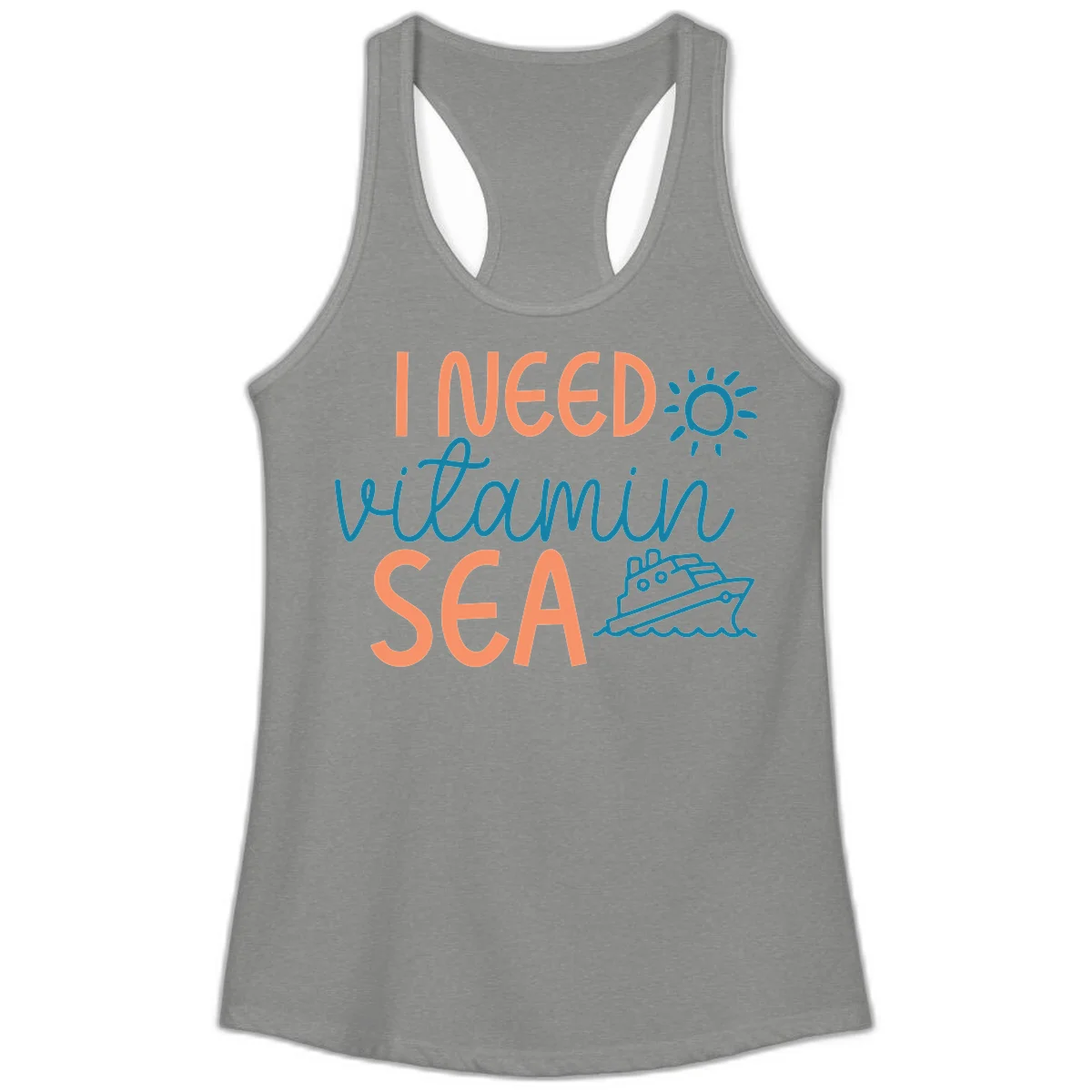 I Need Vitamin Sea Ladies Cruise Tank Top in Heather Grey