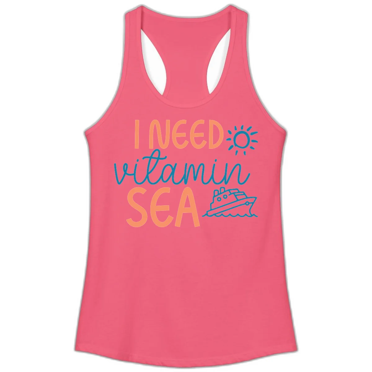 I Need Vitamin Sea Ladies Cruise Tank Top in Hot Pink