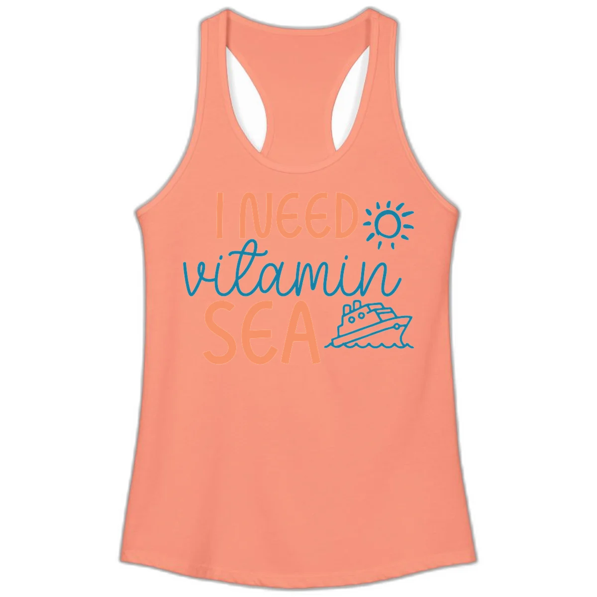 I Need Vitamin Sea Ladies Cruise Tank Top in Solid Light Orange