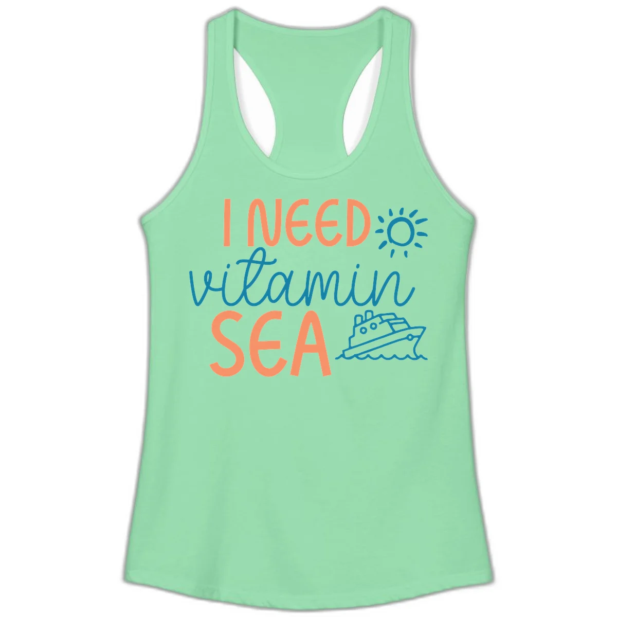 I Need Vitamin Sea Ladies Cruise Tank Top in Solid Mint