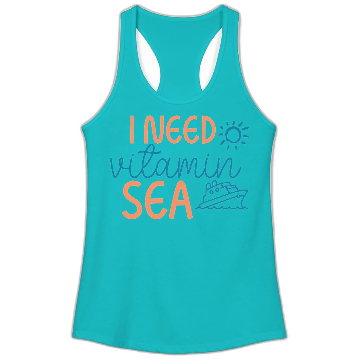I Need Vitamin Sea Ladies Cruise Tank Top in Tahiti Blue