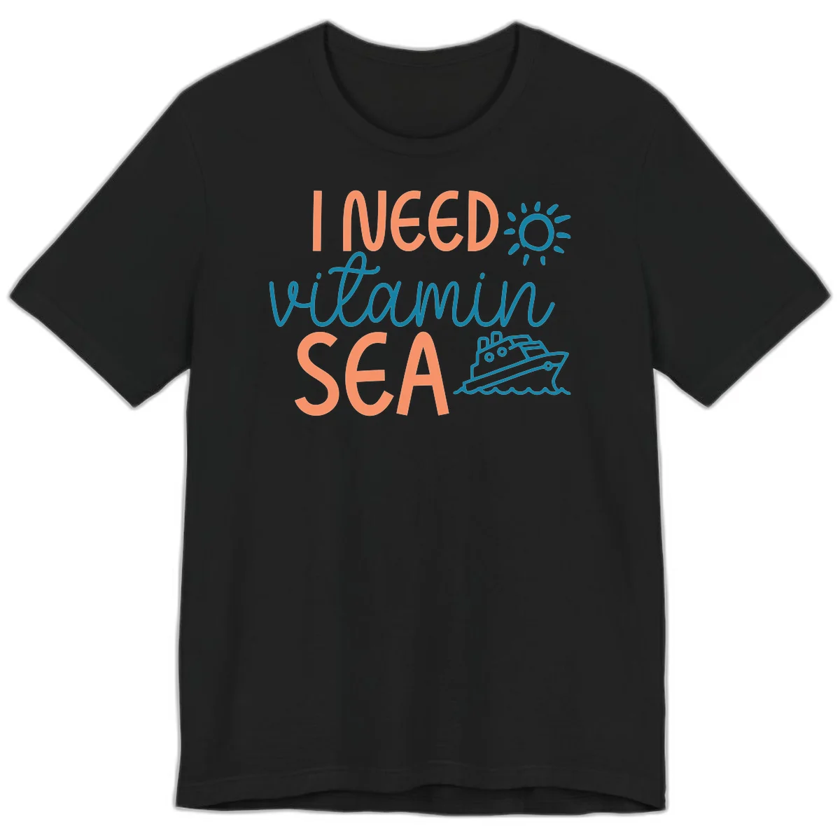 I Need Vitamin Sea Premium Cruise Vacation Tee for Ocean Lovers in Black