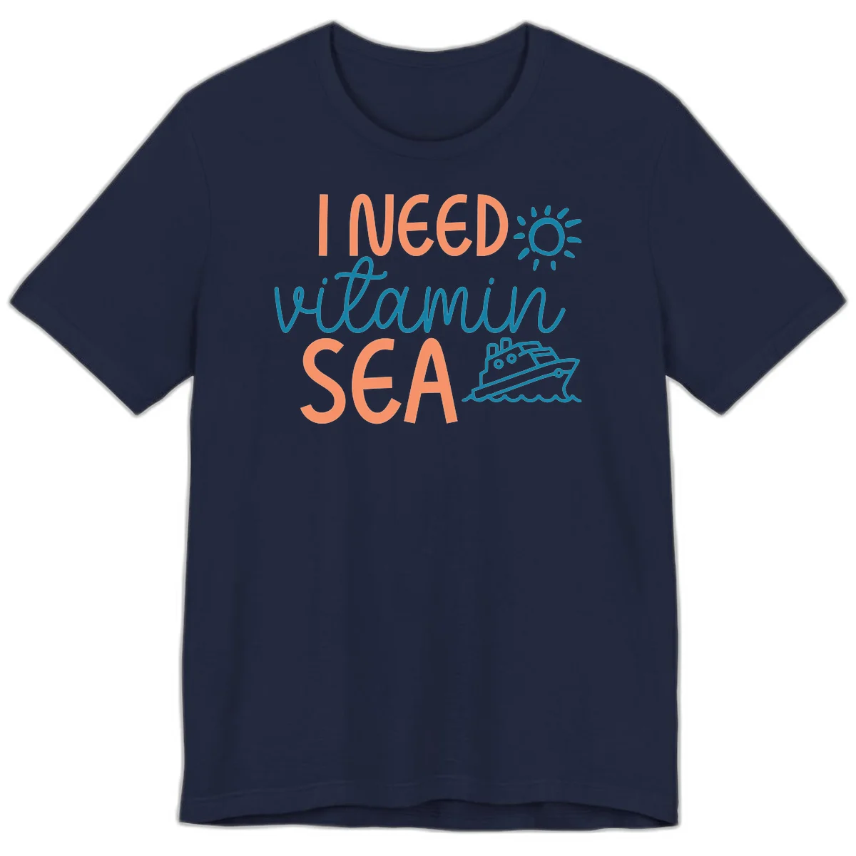 I Need Vitamin Sea Premium Cruise Vacation Tee for Ocean Lovers in Navy