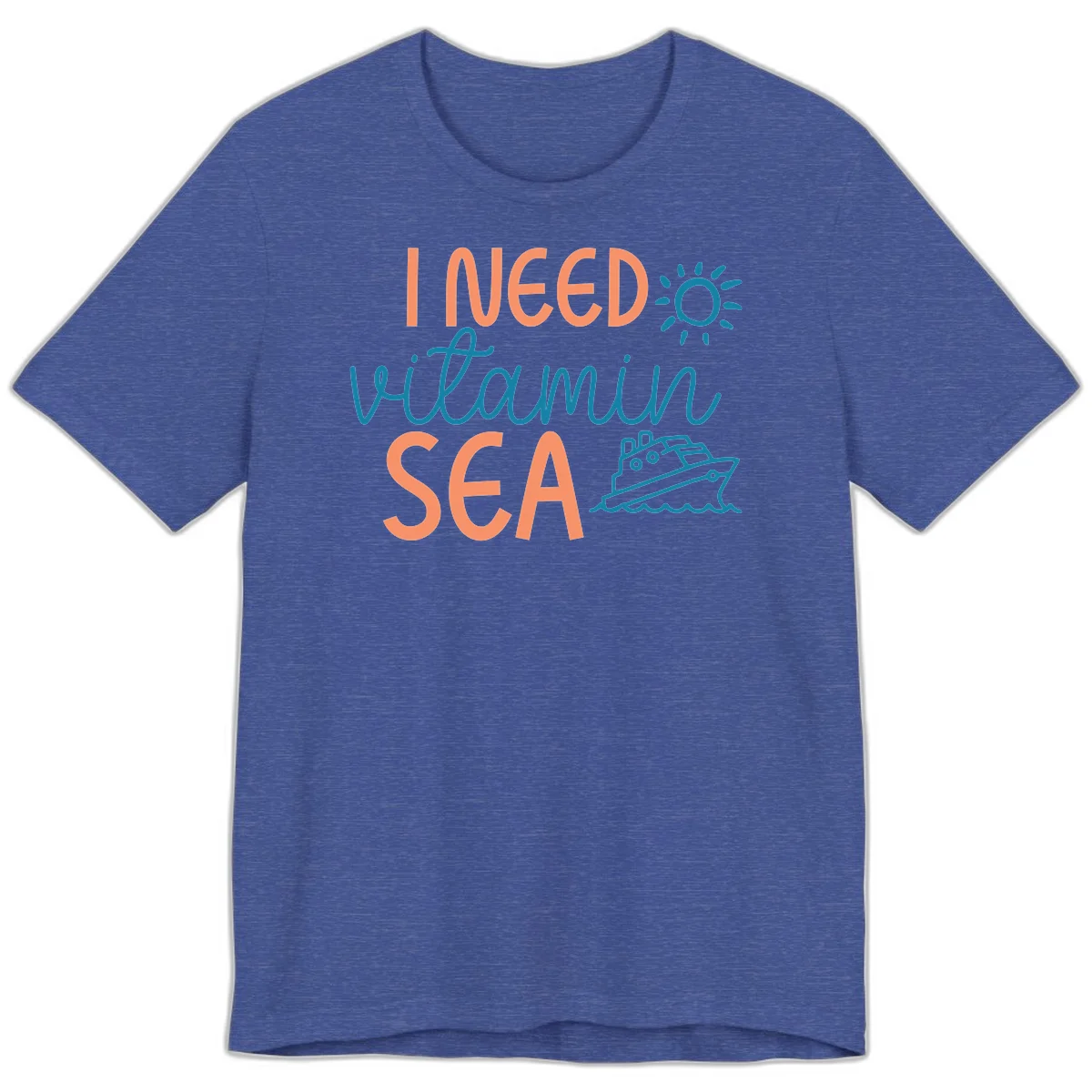 I Need Vitamin Sea Premium Cruise Vacation Tee for Ocean Lovers in Heather True Royal