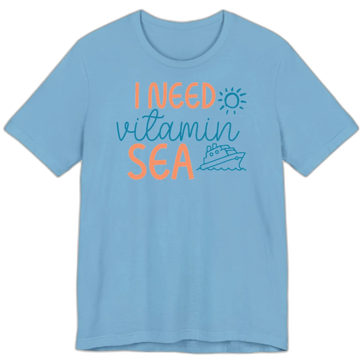 I Need Vitamin Sea Premium Cruise Vacation Tee for Ocean Lovers in Ocean Blue