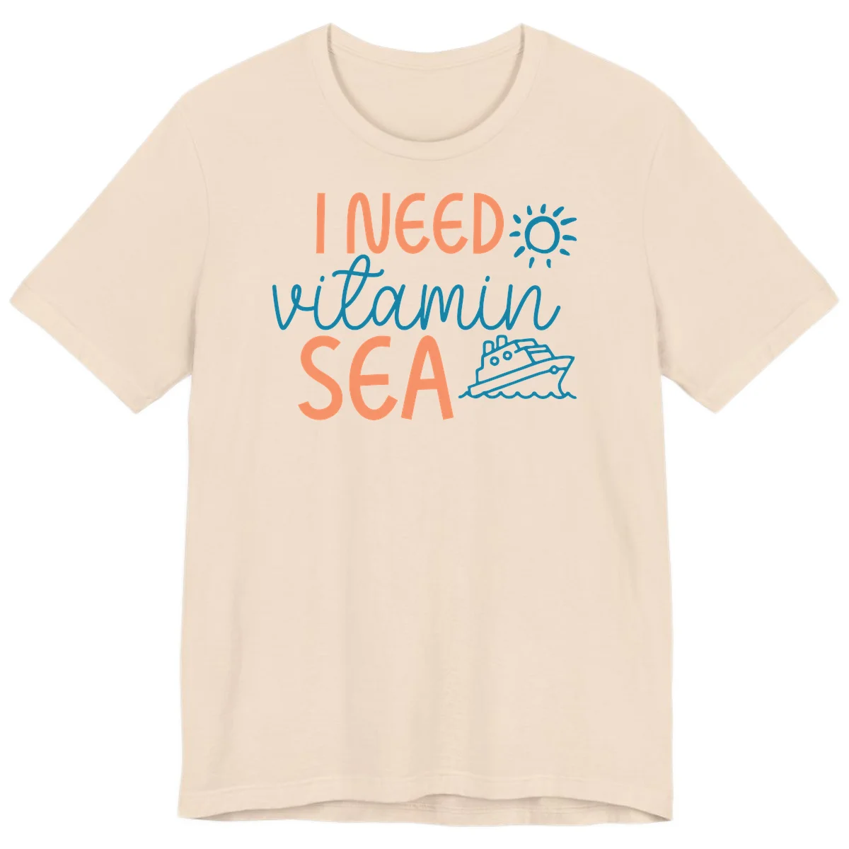 I Need Vitamin Sea Premium Cruise Vacation Tee for Ocean Lovers in Soft Cream