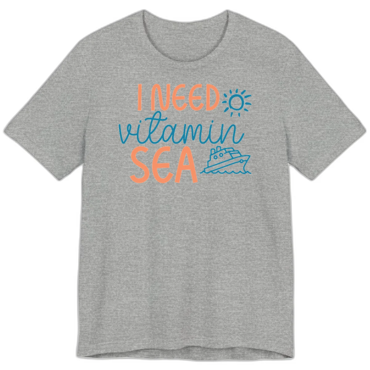 I Need Vitamin Sea Premium Cruise Vacation Tee for Ocean Lovers in Athletic Heather