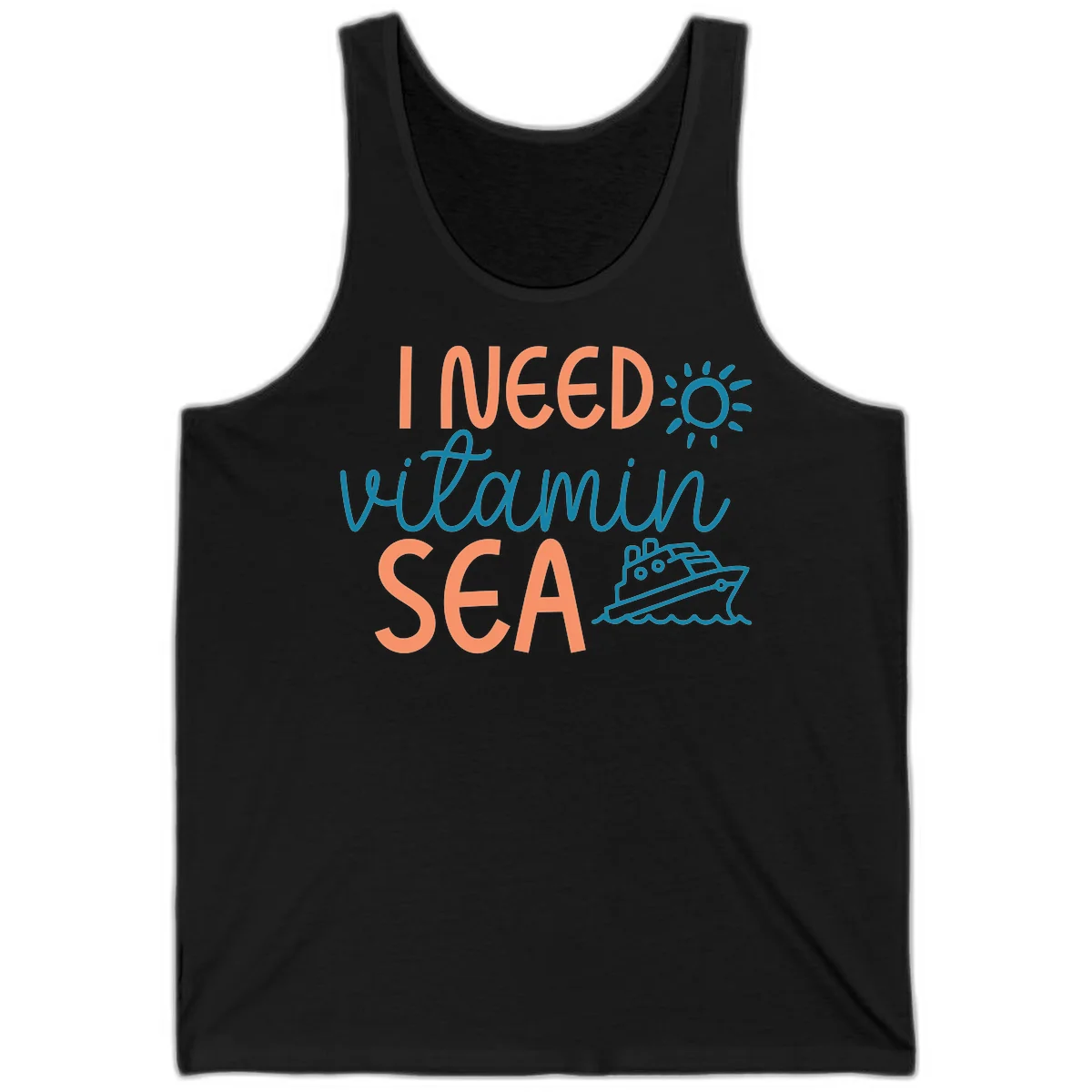 I Need Vitamin Sea Cruise Vacation Tank Top in Black