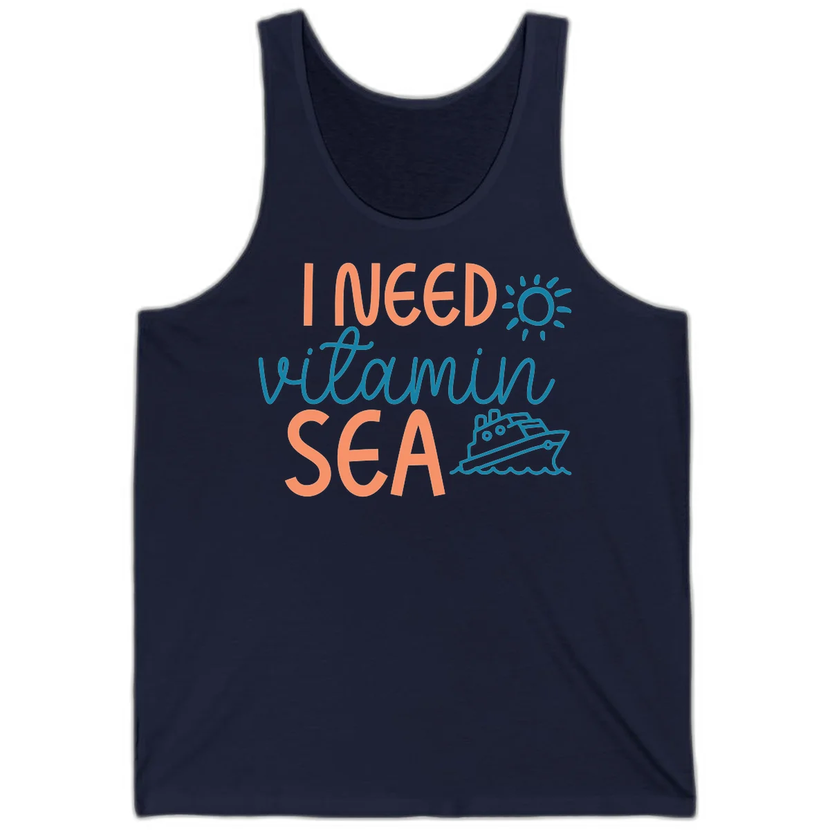 I Need Vitamin Sea Cruise Vacation Tank Top in Navy