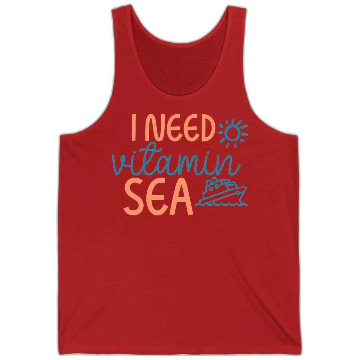 I Need Vitamin Sea Cruise Vacation Tank Top in Red