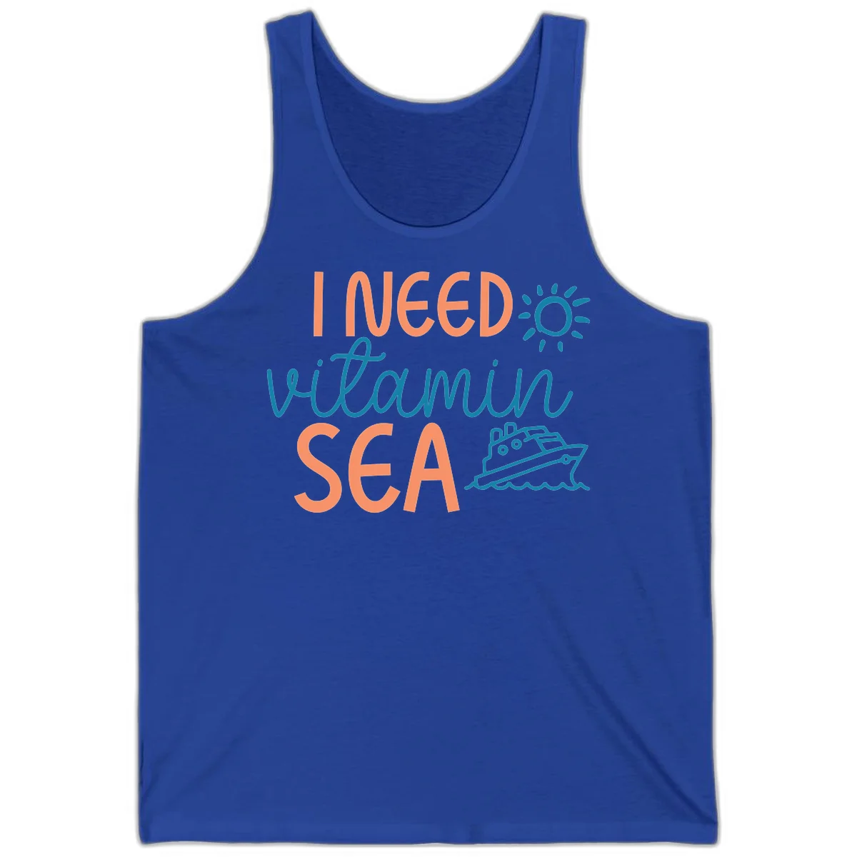 I Need Vitamin Sea Cruise Vacation Tank Top in True Royal