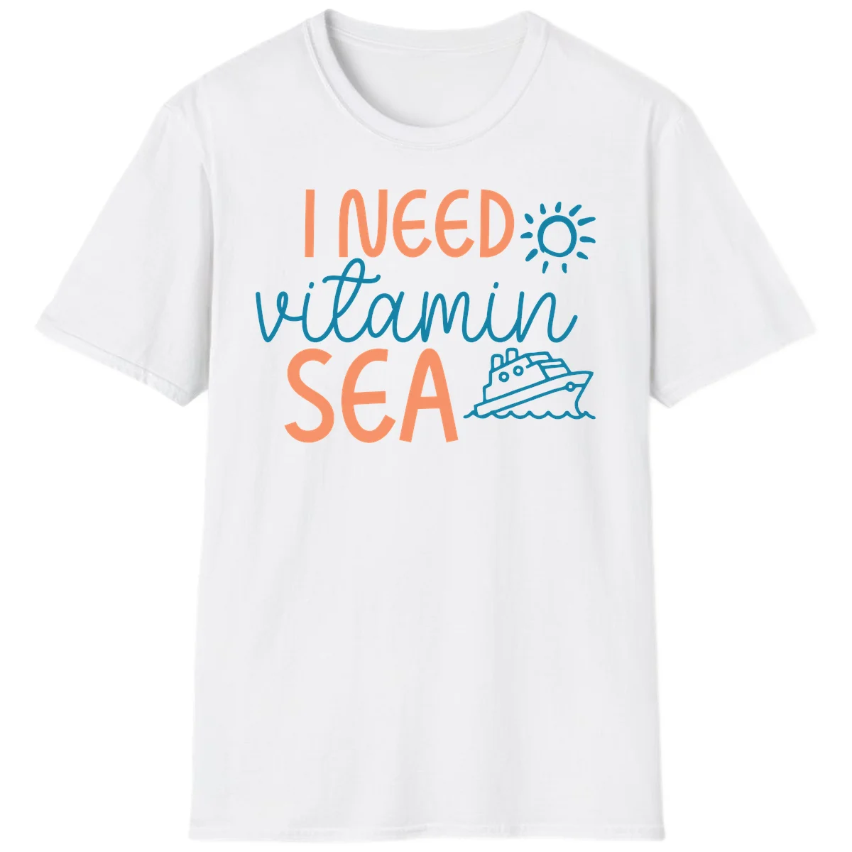 I Need Vitamin Sea Cruise Vacation T-Shirt for Ocean Lovers in White