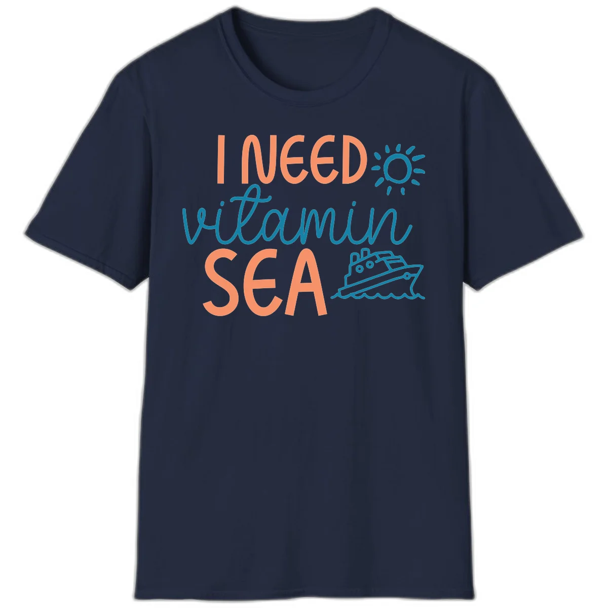 I Need Vitamin Sea Cruise Vacation T-Shirt for Ocean Lovers in Navy