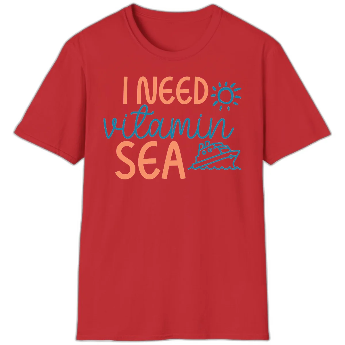 I Need Vitamin Sea Cruise Vacation T-Shirt for Ocean Lovers in Red