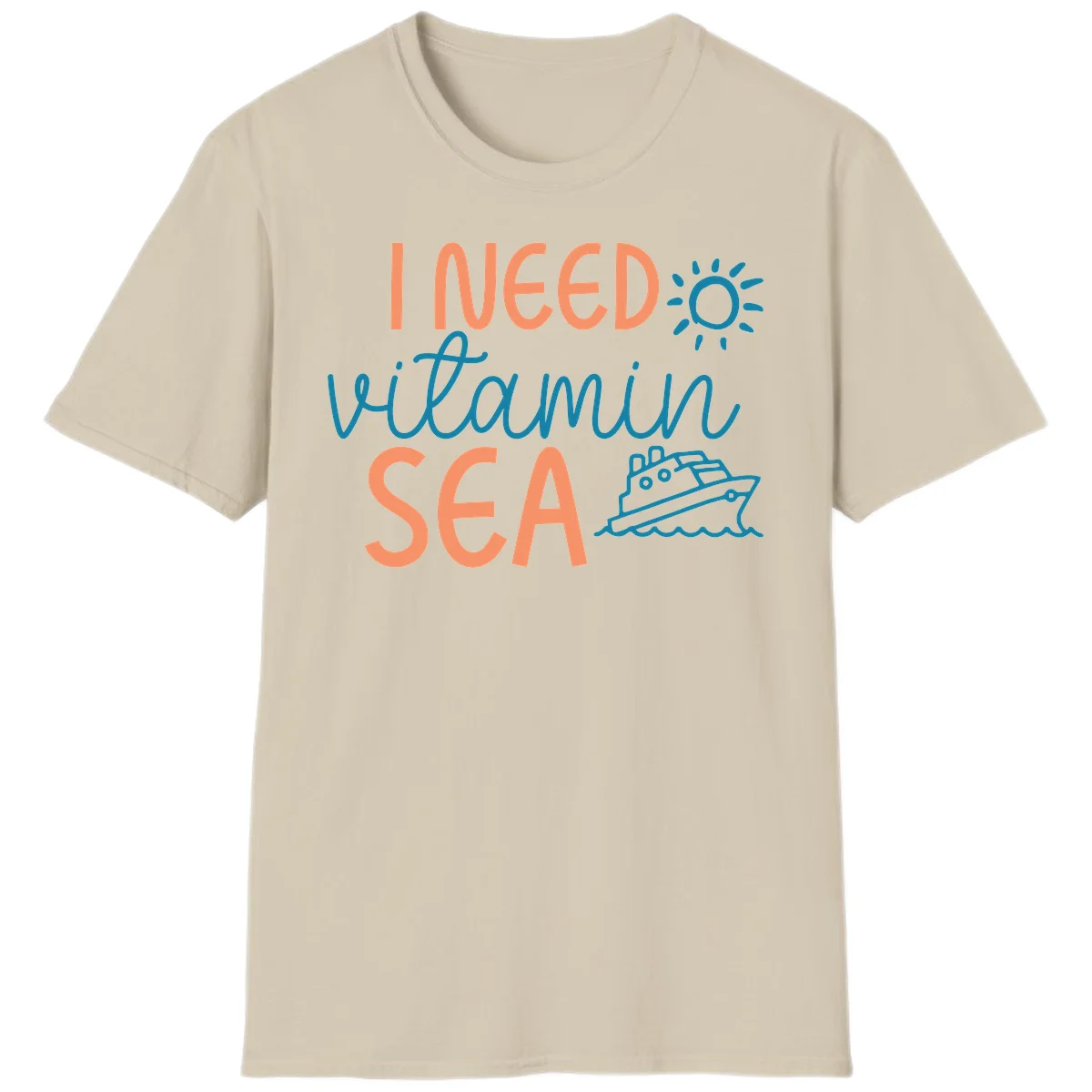 I Need Vitamin Sea Cruise Vacation T-Shirt for Ocean Lovers in Sand