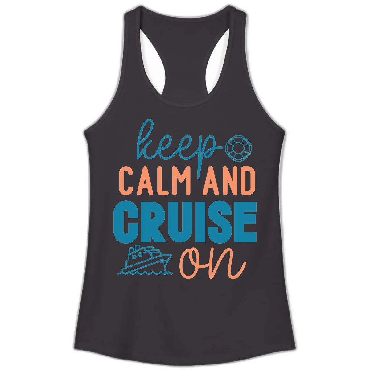 Keep Calm and Cruise On Ladies Tank in Black