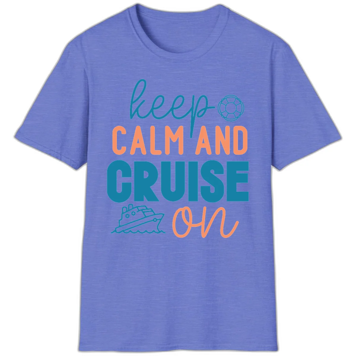 Keep Calm and Cruise On T-Shirt in Heather Royal