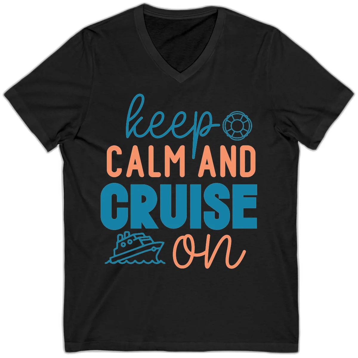 Keep Calm and Cruise On V-Neck in Black
