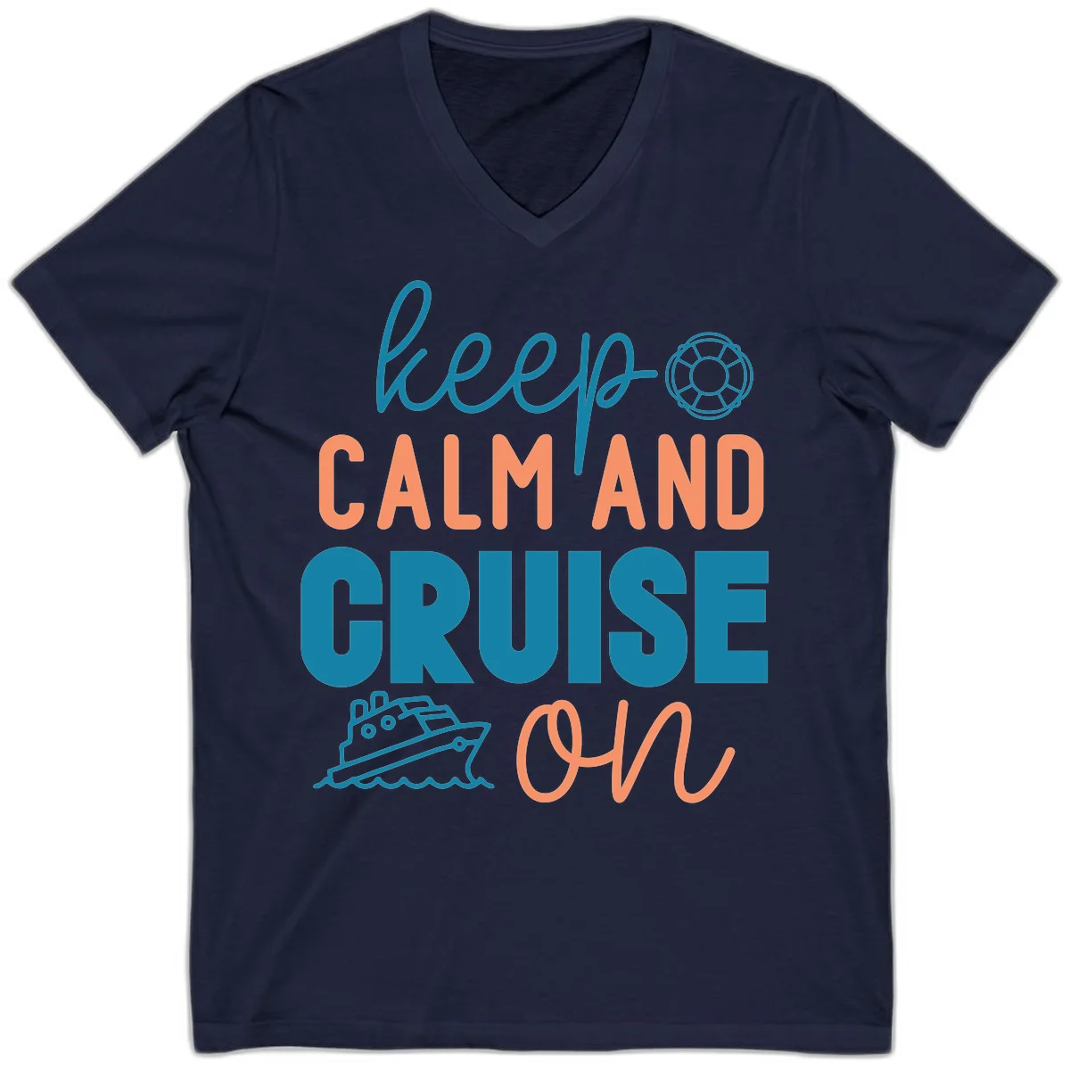 Keep Calm and Cruise On V-Neck in Navy