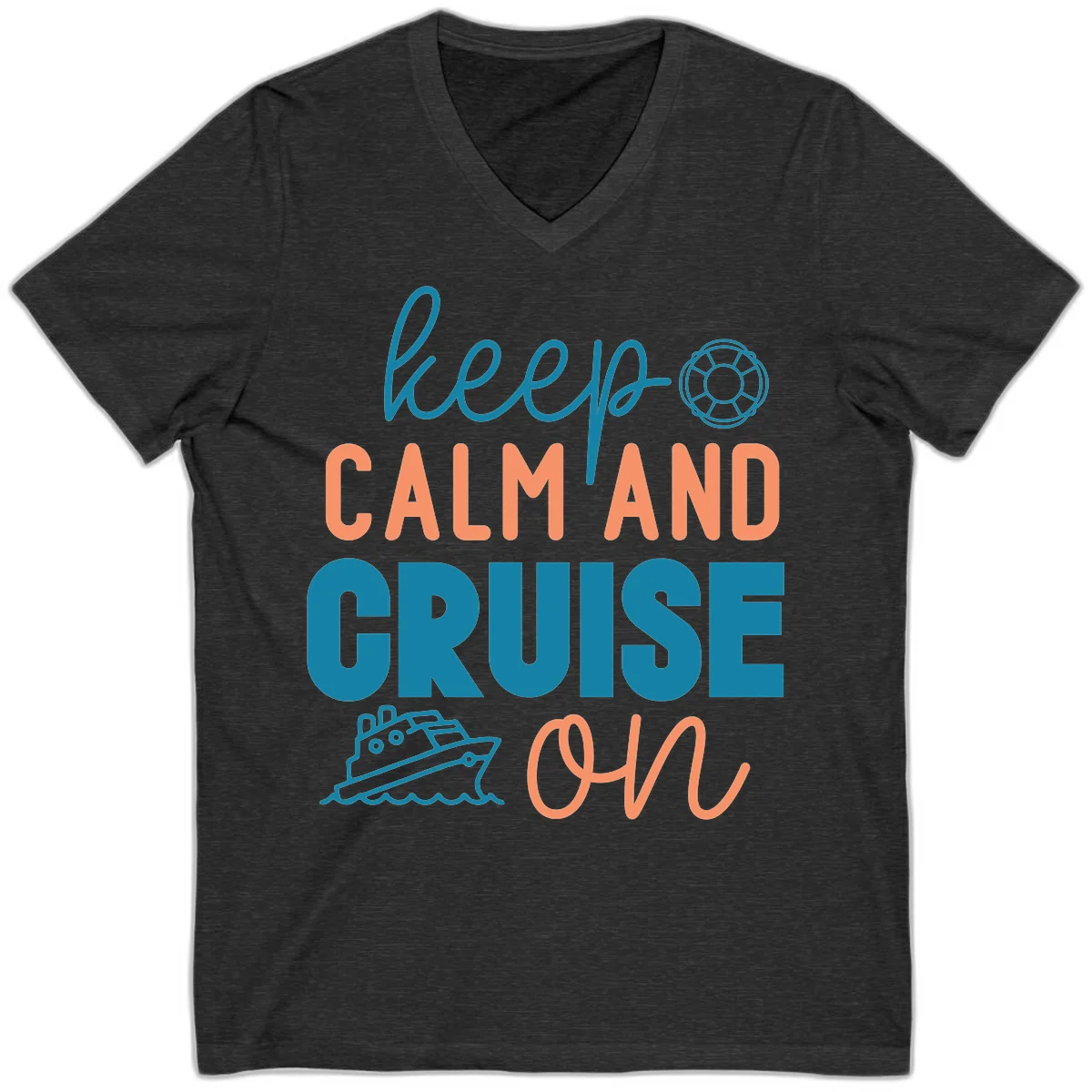 Keep Calm and Cruise On V-Neck in Dark Grey Heather