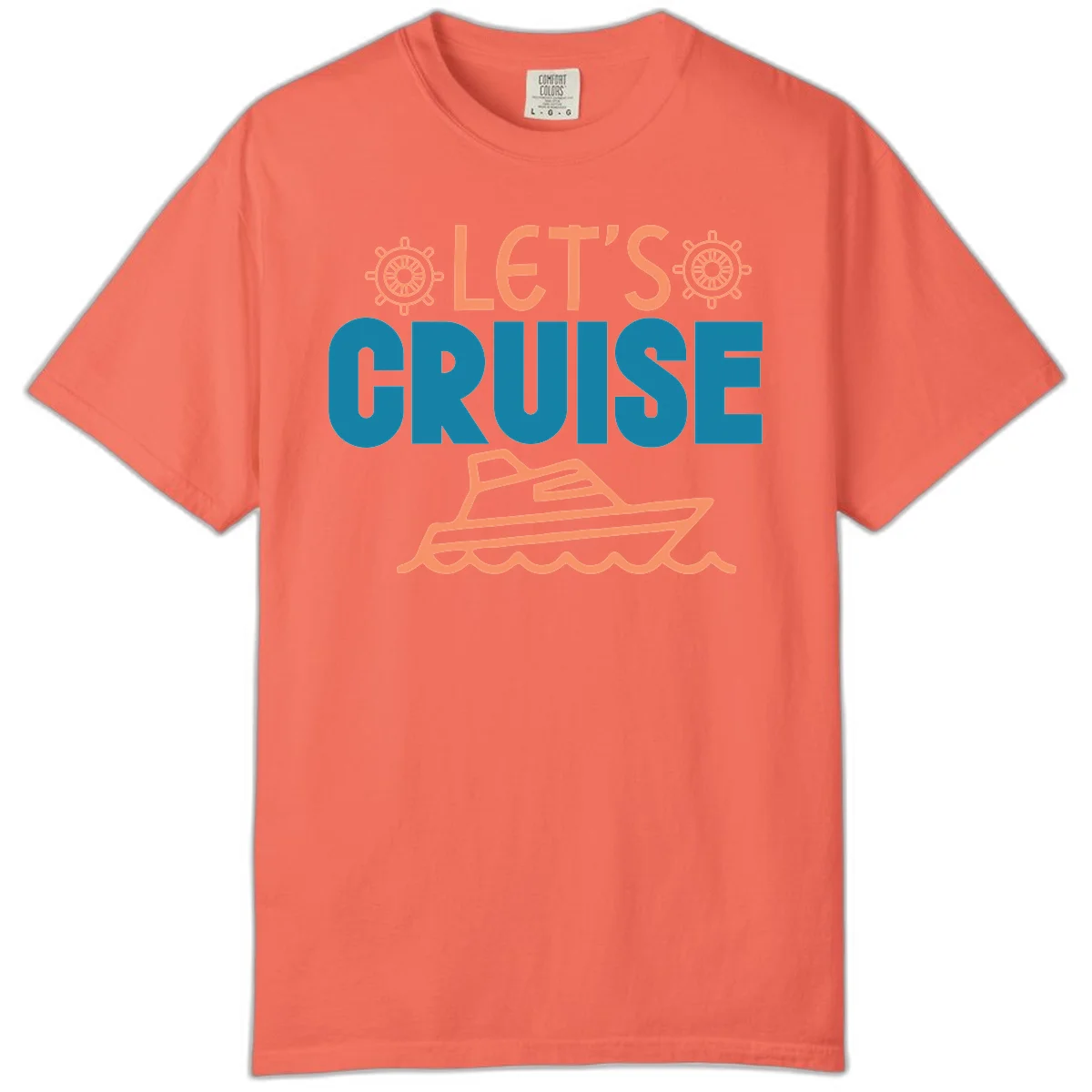 Let's Cruise Nautical Comfort Color T-Shirt in Bright Salmon