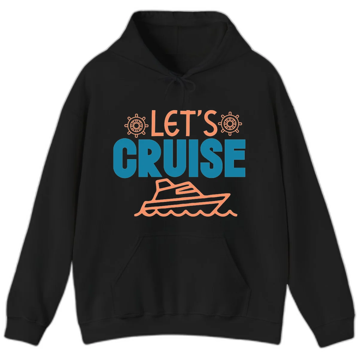 Let's Cruise Nautical Yacht Vacation Hoodie in Black