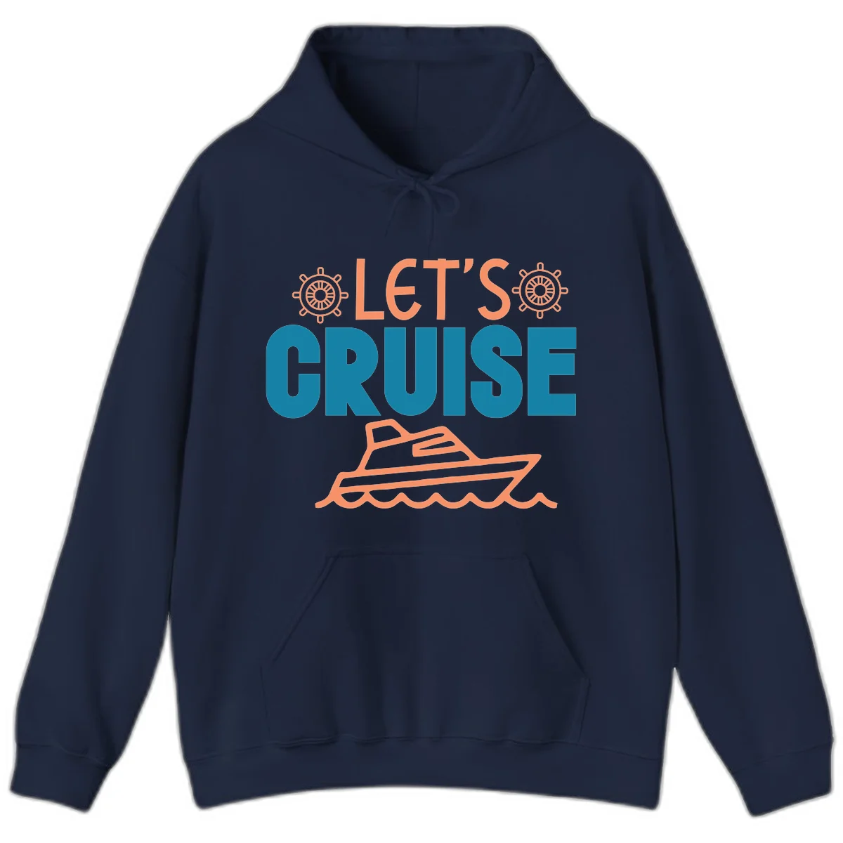 Let's Cruise Nautical Yacht Vacation Hoodie in Navy