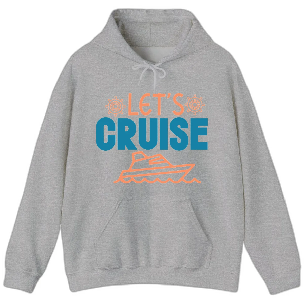 Let's Cruise Nautical Yacht Vacation Hoodie in Sport Grey