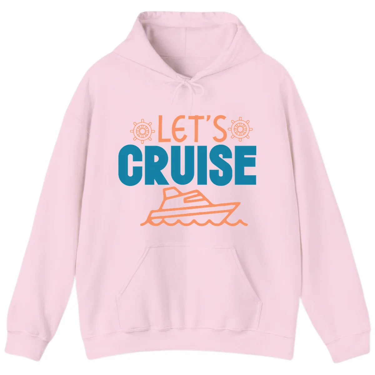 Let's Cruise Nautical Yacht Vacation Hoodie in Light Pink