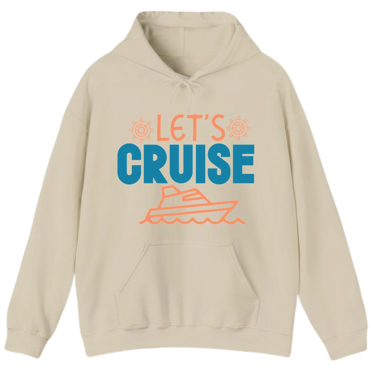 Let's Cruise Nautical Yacht Vacation Hoodie in Sand