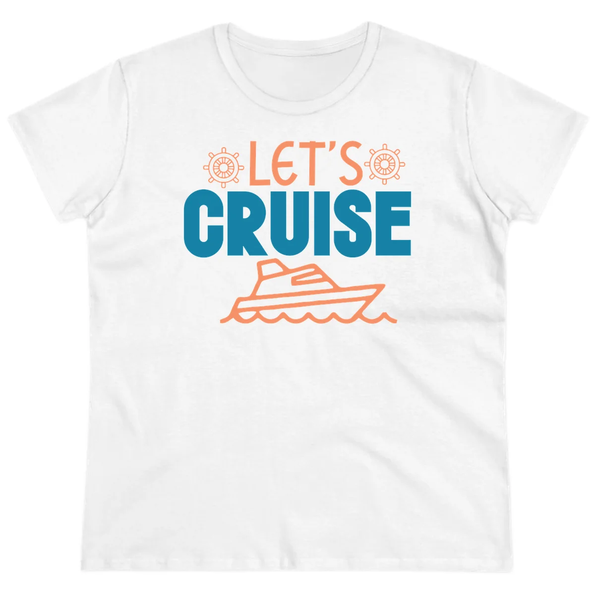 Let's Cruise Nautical Vacation Ladies Tee in White