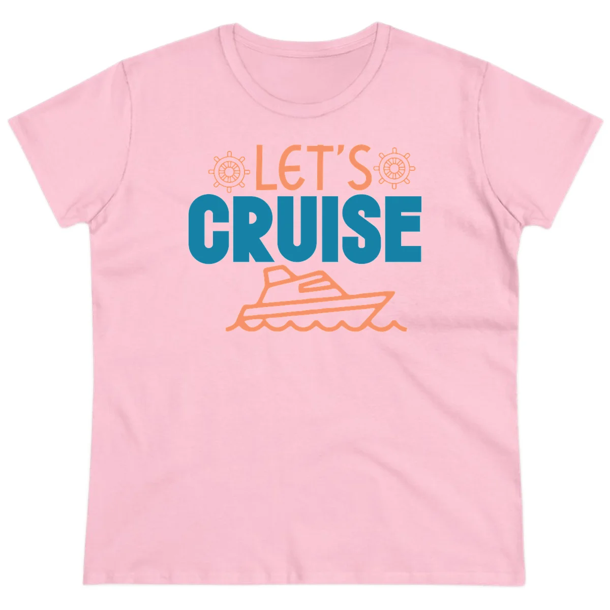 Let's Cruise Nautical Vacation Ladies Tee in Light Pink